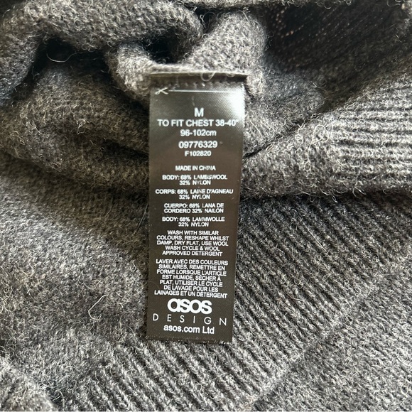 ASOS | Men's Charcoal Rollneck Lambswool Sweater - Picture 10 of 10